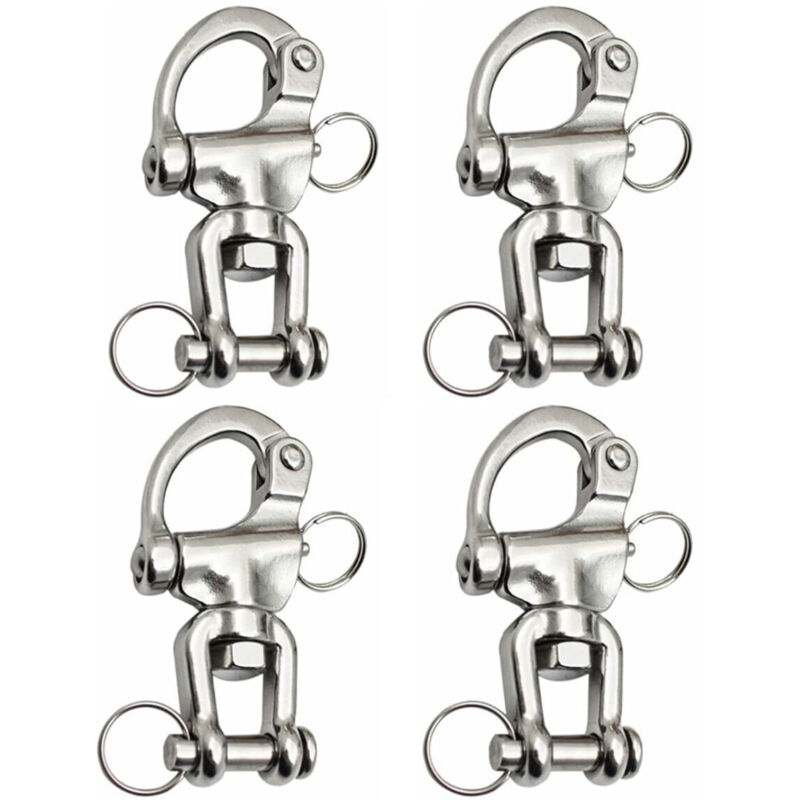 Mousqueton Pivotant à Emerillon 4 Pièces Manille Inox Maillons Rapides en Acier Inoxydable 316 Mousqueton Inox Marine Crochet Attelage Crochet à