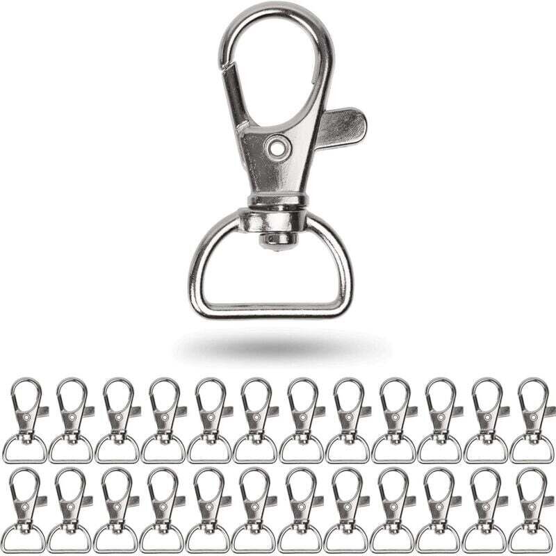 Mousqueton Pivotant, Crochets pivotant avec anneau D, lot de 24, 16 mm de large, avec anneau rotatif à 360 degrés, boucles pour sacs,