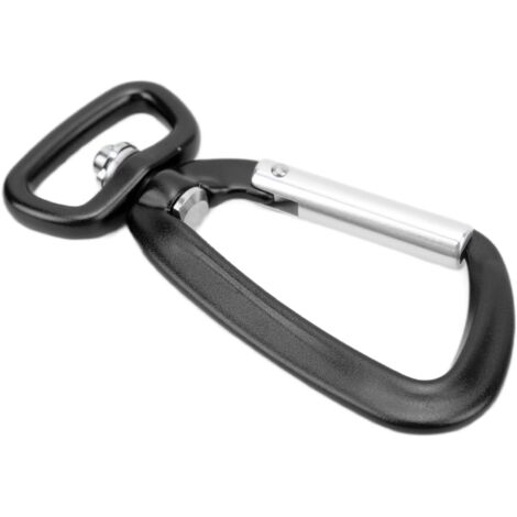 Mousqueton pivotant en aluminium avec anneau en D carré pour attache chien et cerf-volant - Noir