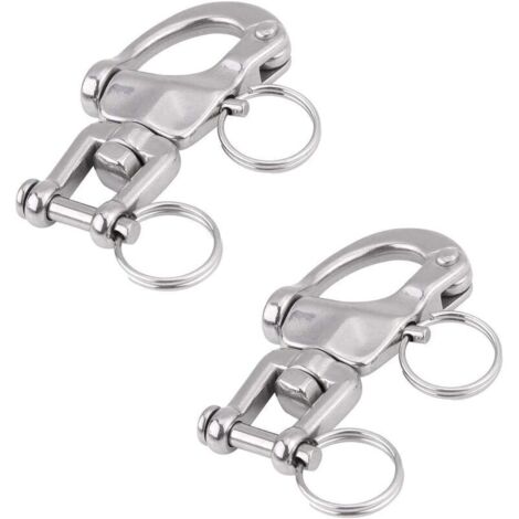 Mousqueton pivotant inoxydable 316 – Lot de 2 avec émerillon intégré, résistant à la corrosion, pour pêche et loisirs nautiques