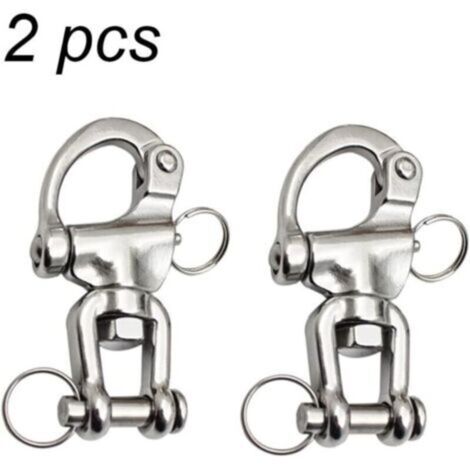 Mousqueton pivotant pour drisses de voiliers, bateaux, accessoires de plongée en plein air - 2 pièces en acier inoxydable, argent, 22 x 128 mm