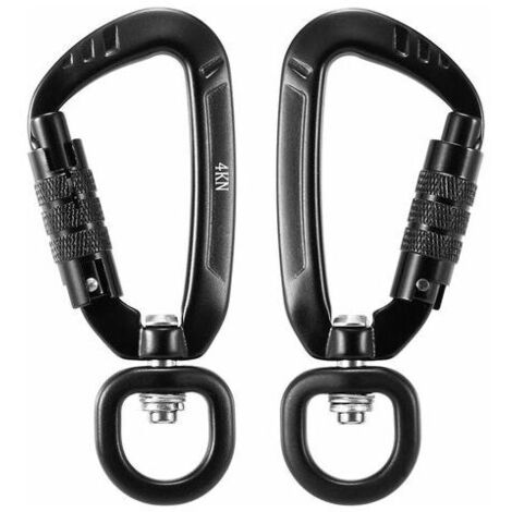Mousqueton Rotatif A 360 °, 4Kn, 2Pcs, Noir