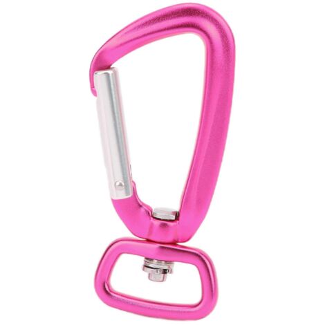 Mousqueton rotatif en alliage d'aluminium à base carrée, anneau en D pour attacher laisse de chien et cerf-volant d'extérieur, rouge rose