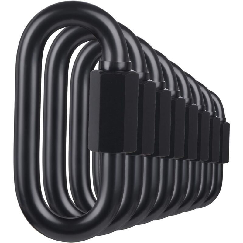 Mousqueton à verrouillage en forme de d, maillon rapide noir, connecteur de chane robuste et durable, noir 10 pièces