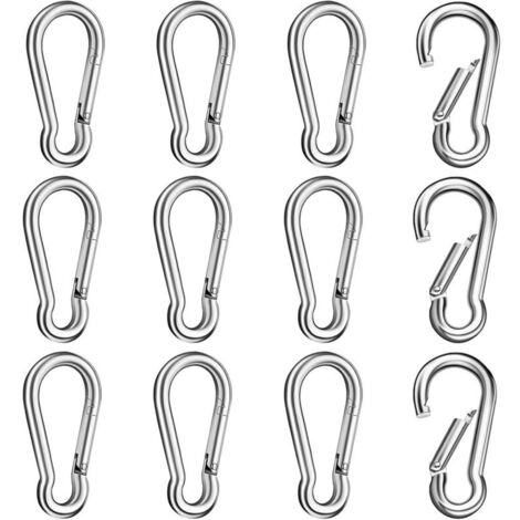 Mousquetons Acier Inoxydable   Lot de 12   Résistants, Multi usages pour Sport, Camping, Animaux