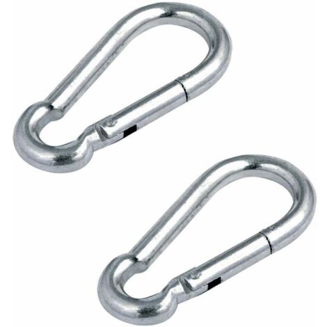 Mousquetons en acier inoxydable – Lot de 2, diamètre 10 mm, longueur 100 mm, pour escalade et sécurité professionnelle