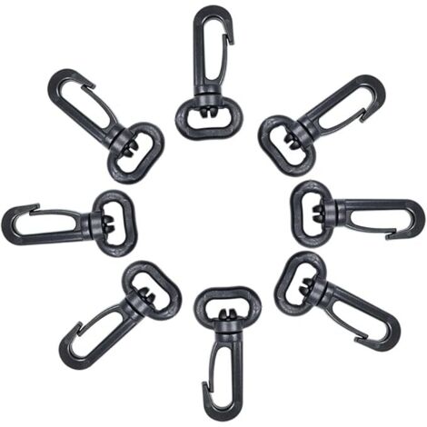 Mousquetons en plastique, mousqueton pivotant en plastique pour porte de poussée - Mousqueton rotatif - Mousqueton rotatif - Fermoir à boucle pour sangle, Noir（1.3cm）