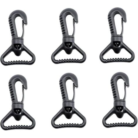 Mousquetons en plastique, mousqueton pivotant en plastique pour porte de poussée - Mousqueton rotatif - Mousqueton rotatif - Fermoir à boucle pour sangle, Noir（2.5cm）