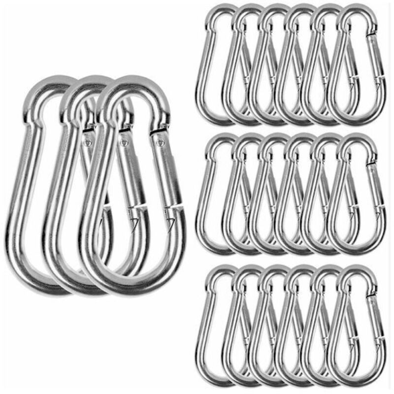 Mousquetons M6 en acier inoxydable – Lot de 20 mousquetons de fixation robustes