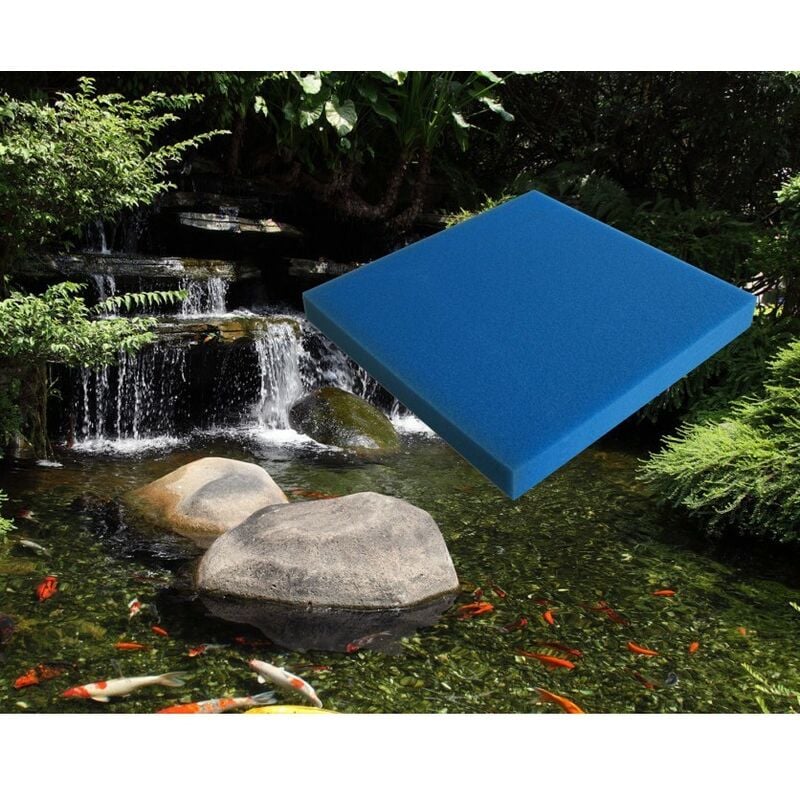 Mousse : 50 x 50 x 5 alvéolage gros pour bassin et aquariums 10 ppi - Bleu