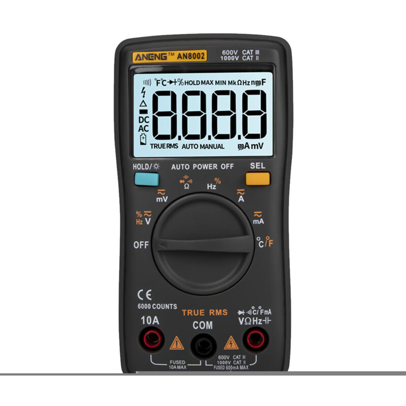 AN8002 Multimètre numérique multifonction 6 000 points True RMS Voltmètre Ampèremètre Mini compteur universel portable Mesure haute précision