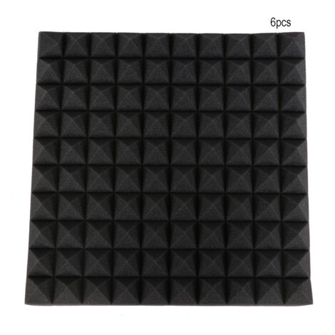 Mousse acoustique noire en forme de pyramide 50x50x5cm - Lot de 6 panneaux absorbants insonorisants