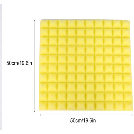 Mousse acoustique pyramidale polyuréthane 50x50x5cm 6 pièces, haute densité et ignifuge, absorption sonore pour studios, home cinéma.