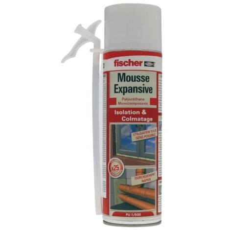 SANITAIRE-DISTRIBUTION Mousse expansive polyuréthane PU 1/500 isolant et colmatage, 500 ml Fischer