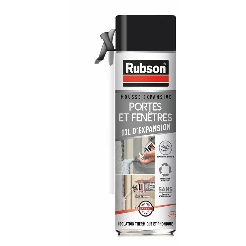 Rubson - Mousse Expansive Isole Portes et Fenêtres, Mousse pour isolation acoustique et thermique des cadres de portes et de fenêtres, Mousse tous