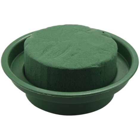 Mousse florale humide ronde verte pour composition florale (avec bol, 12 pièces)