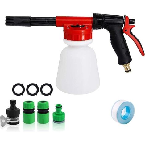 Mousse Gun, 1L Pulvérisateur à Mousse, Pistolet de Pulvérisation Réglable pour Distributeur de Savon Connecté au Tuyau D'arrosage Universel, pour la Tuyau Arrosage, le Lavage de la Voiture