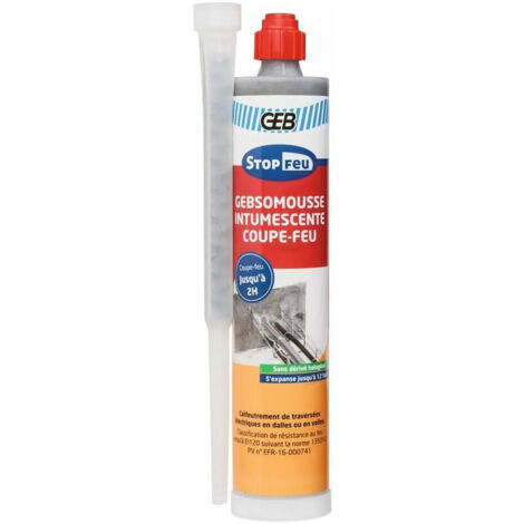 GEB – Mousse polyuréthane expansive intumescente coupe-feu 210ml – Pour calfeutrement passages câbles béton – Application +5°C à +35°C