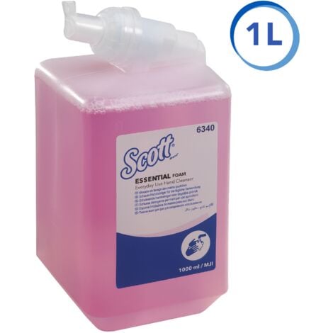 KIMBERLY-CLARK Mousse lavante à usage quotidien pour les mains Scott Essential 6340 - Mousse lavante parfumée pour les mains - 6 recharges x 1 litre de mousse lavante rose pour les mains (6 litres au total)