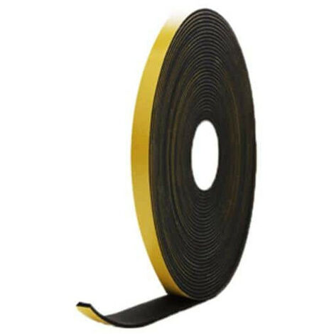 Mousse noire adhésive caoutchouc EPDM 10x2 mm – Longueur 10 m – Résistance à la compression 120 kPa – Pour bâtiments et constructions industrielles