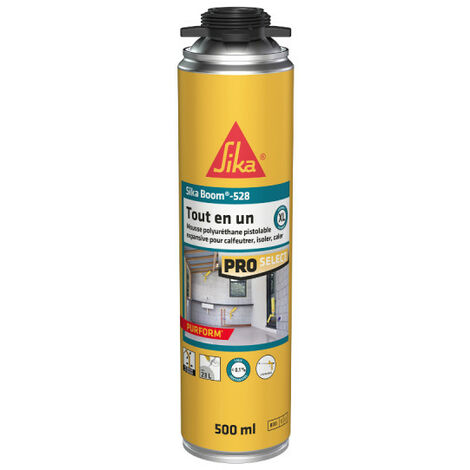 Sika – Mousse polyuréthane expansive 500ml – Isolation acoustique et thermique – Application intérieure/extérieure – Compatible béton, bois, PVC