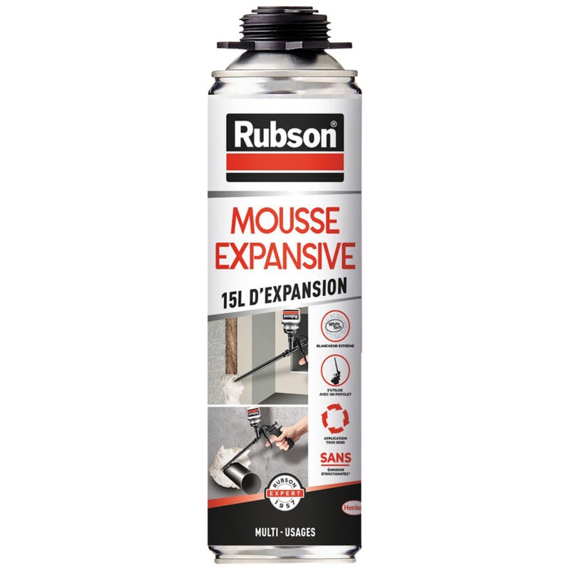 Rubson - Mousse Multi-Usages 15L d'Expansion Aérosol Pistolable 500ml