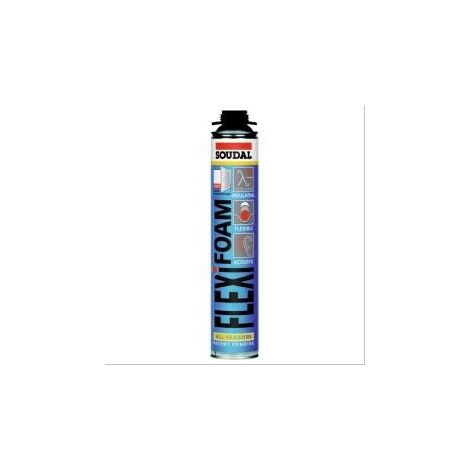 Mousse PU pistolable Flexifoam modèle Gun vis Soudal 750 ml - carton de 12