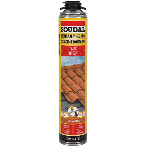 Mousse Pu Pour Tuiles Pistolet Rouge 750ml Soudal