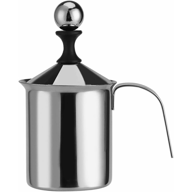 Mousseur à lait, 400c Acier Inoxydable Manuel Mousseur à Lait En Acier Double Maille Mousse Mélangeur Pour Café, Latte, Café Chocolat Chaud