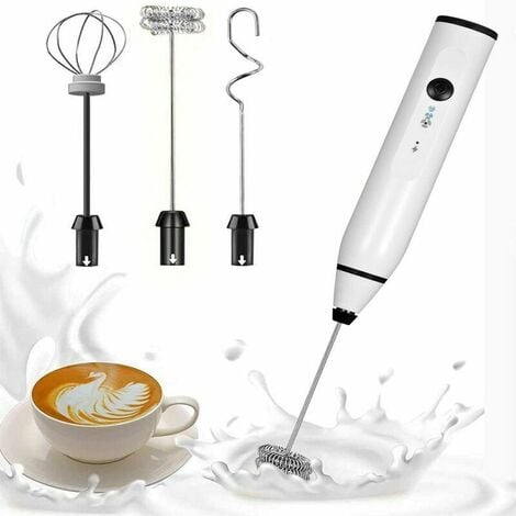 PAR - Mousseur à lait portatif électrique Mousseur à lait électrique  domestique automatique à main culinaires set Café au lait Blanc