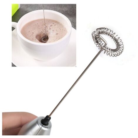 Mousseur à Lait Electrique Mélangeur à Mousse en Acier Inoxydable Anti-adhésive pour Briser les Oeufs sur Batterie-LIAIKI