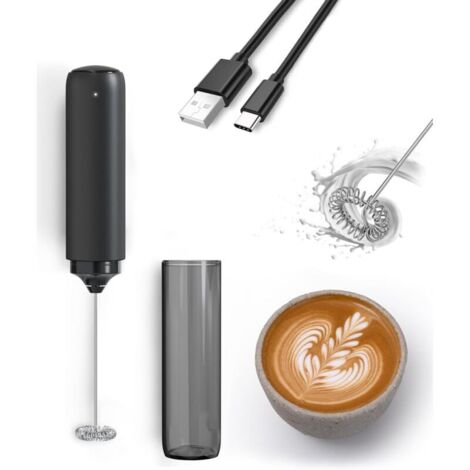 Mousseur à lait électrique, mini mousseur à lait rechargeable par USB pour café/latte/cappuccino/chocolat chaud