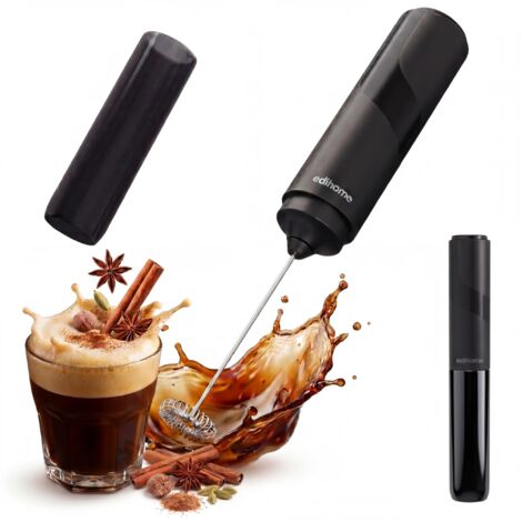 Mousseur à lait électrique – Mousseur à lait portable pour café, alimenté par piles – Fouet à mousse pour cappuccinos, lattes et matcha – Puissant et silencieux (noir, alimenté par piles)