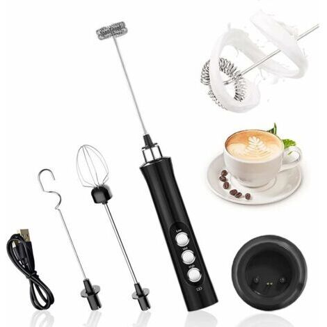 Mousseur à Lait Électrique, Mousseur de Lait Rechargeable USB et Mini Fouet Electrique, pour Café Crème Cappuccino Latte Cocktails Jus
