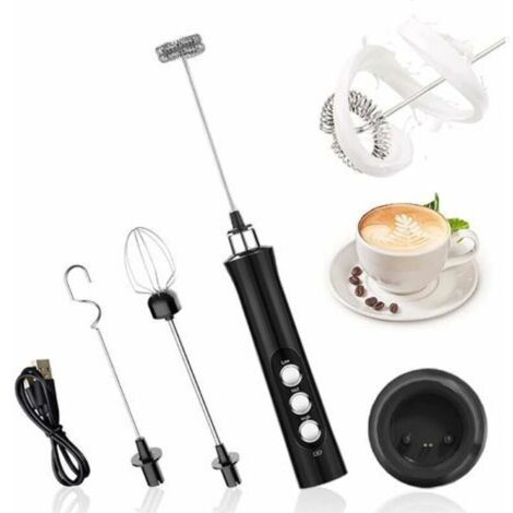 Mousseur à Lait Électrique, Mousseur de Lait Rechargeable USB et Mini Fouet Electrique, pour Café Crème Cappuccino Latte Cocktails Jus