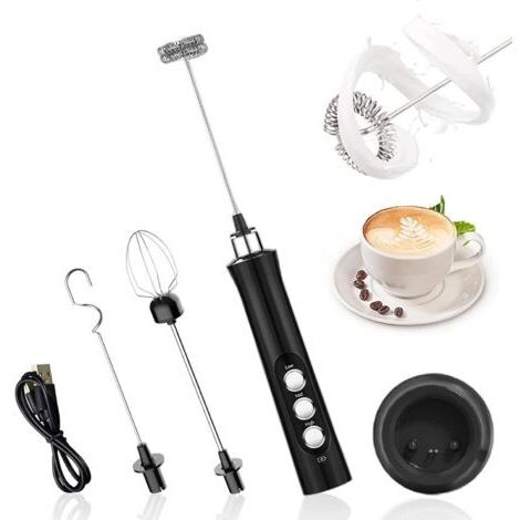 Mousseur à Lait Électrique, Mousseur de Lait Rechargeable USB et Mini Fouet Electrique, pour Café Crème Cappuccino Latte Cocktails Jus