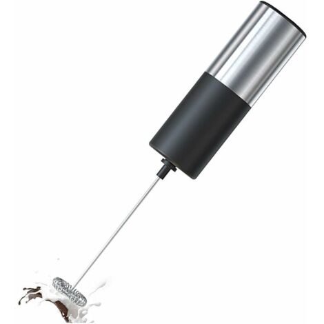Mousseur à lait électrique portatif à piles pour café, latte, cappuccino, chocolat chaud, mini mélangeur à boisson durable ,Silver,