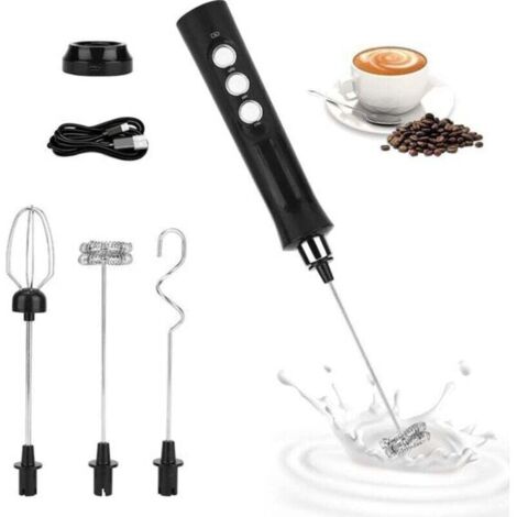 Mousseur à lait électrique USB 3 vitesses – Idéal pour latte, cappuccino et chocolat chaud Ortviai