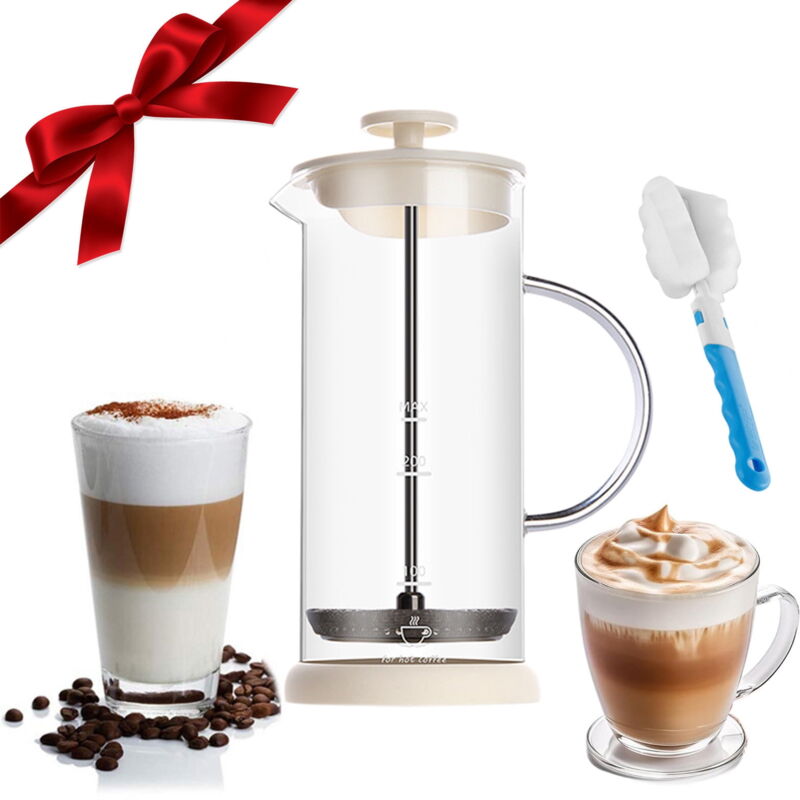 Mousseur à lait manuel portable pour café, tasse, fouet, mousseur à café, sans bpa, pour lattes, cappuccino, chocolat chaud, œufs, avec brosse pour