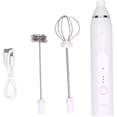 Mousseur à lait mélangeur multifonction à 3 vitesses, Machine à mousse électrique portative, chargement USB (blanc)