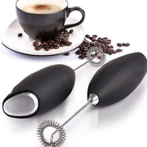 Mousseur à lait portable pour lattes et autres boissons - Mixeur portable pour café, cappuccino, frappé, matcha, chocolat chaud (noir)