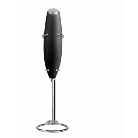 Mousseur à lait portable – support inclus – acier inoxydable – noir