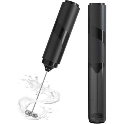 Mousseur à lait Tige / Mousseur à lait Électrique Portable avec couvercle Mélangeur de boissons Balai à café Batterie pour latte, thé Matcha