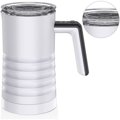Mousseur & Chauffe-Milk Électrique 400W 4 en 1, Capacité 580ml, Intérieur Anti-Adhérence, Design ergonomique en Stainless Steel, pour Cappuccino, Latte, Chocolat Chaud, Noir ou Blanc