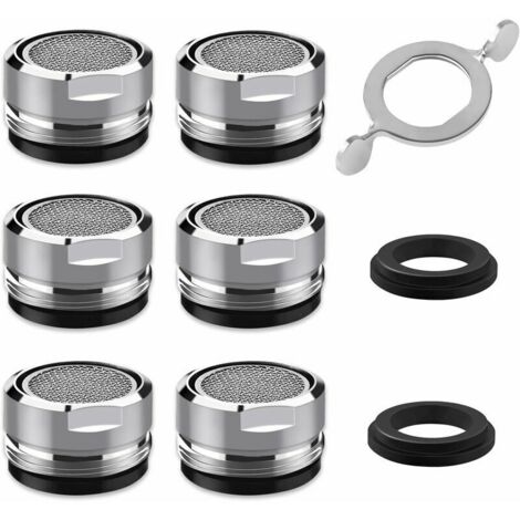 Mousseur et brise-jet pour robinet---Mousseur Robinet M24, 6 Pièces Aerateur Robinet Economie Eau Avec Filtre en Acier Inoxydable et ABS, comprendre 8 joints et 1 clé à Mousseur chromée pour Robinet L