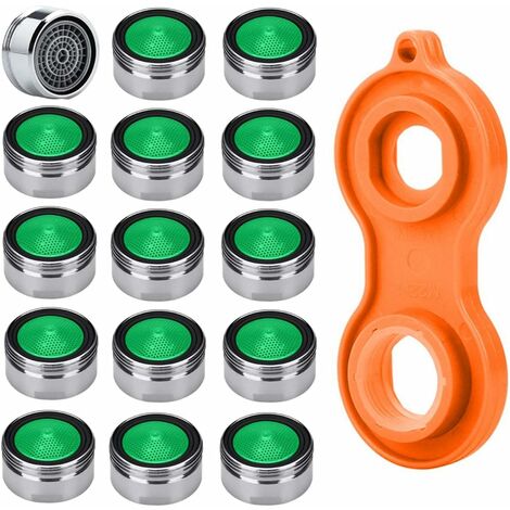 Mousseur Robinet Economiseur d'eau 15pcs M24 Embout Haute Qualité Matériel en Laiton Chromé + 1pc aérateur de Robinet universel,Superma