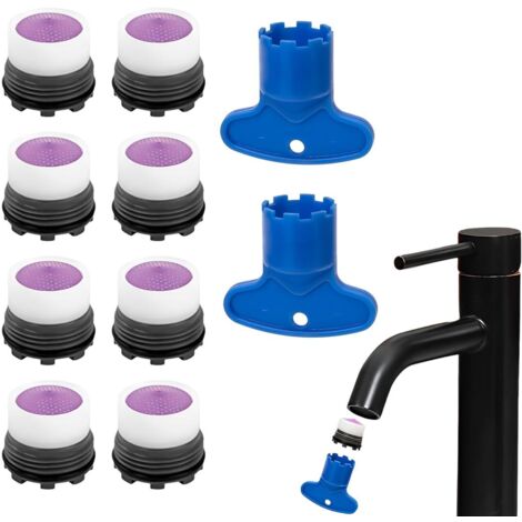 Mousseur Robinet M16.5, 8 Pièces Aérateur de Robinet avec 2 Clé, Filtre Robinet Économiseur d'Eau pour Cuisine Salle de Bain,mousseur robinet,filtre robinet