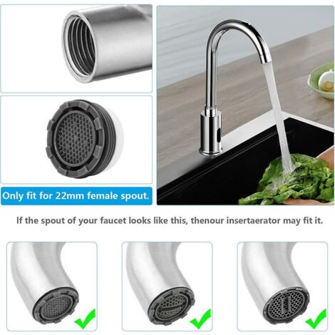 Mousseur Robinet M22, 5 Pièces Aerateur Robinet Economie Eau Avec Filtre, Aérateur de Robinet avec 2 Clé Robinet pour Robinet Lavabo de Salle de Bain et Cuisine