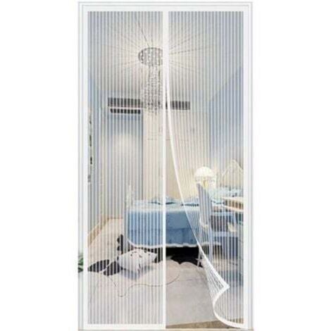 Moustiquaire 100x210cm Magnétique Sans Perçage - Maille Ultra-Fine Blanche avec Bande Adhésive et 34 Aimants - Protection Idéale pour Fenêtres
