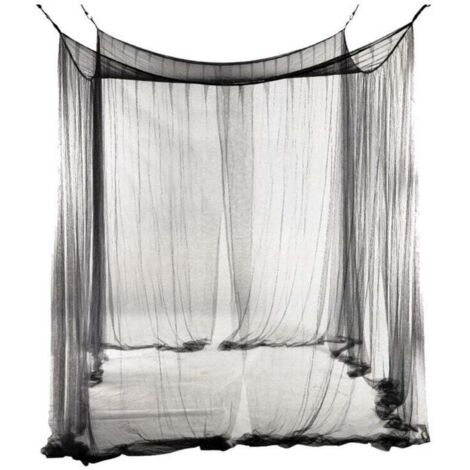 Moustiquaire à baldaquin pour lit double, moustiquaire à quatre portes, grande moustiquaire simple en polyester pour voyage